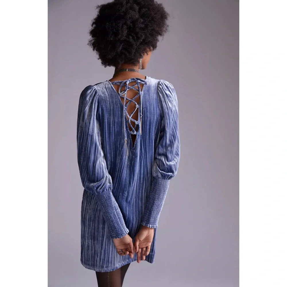 Anthropologie Velvet Slate Shift Mini Dress NWT Size 10 (Medium) - Picture 4 of 15